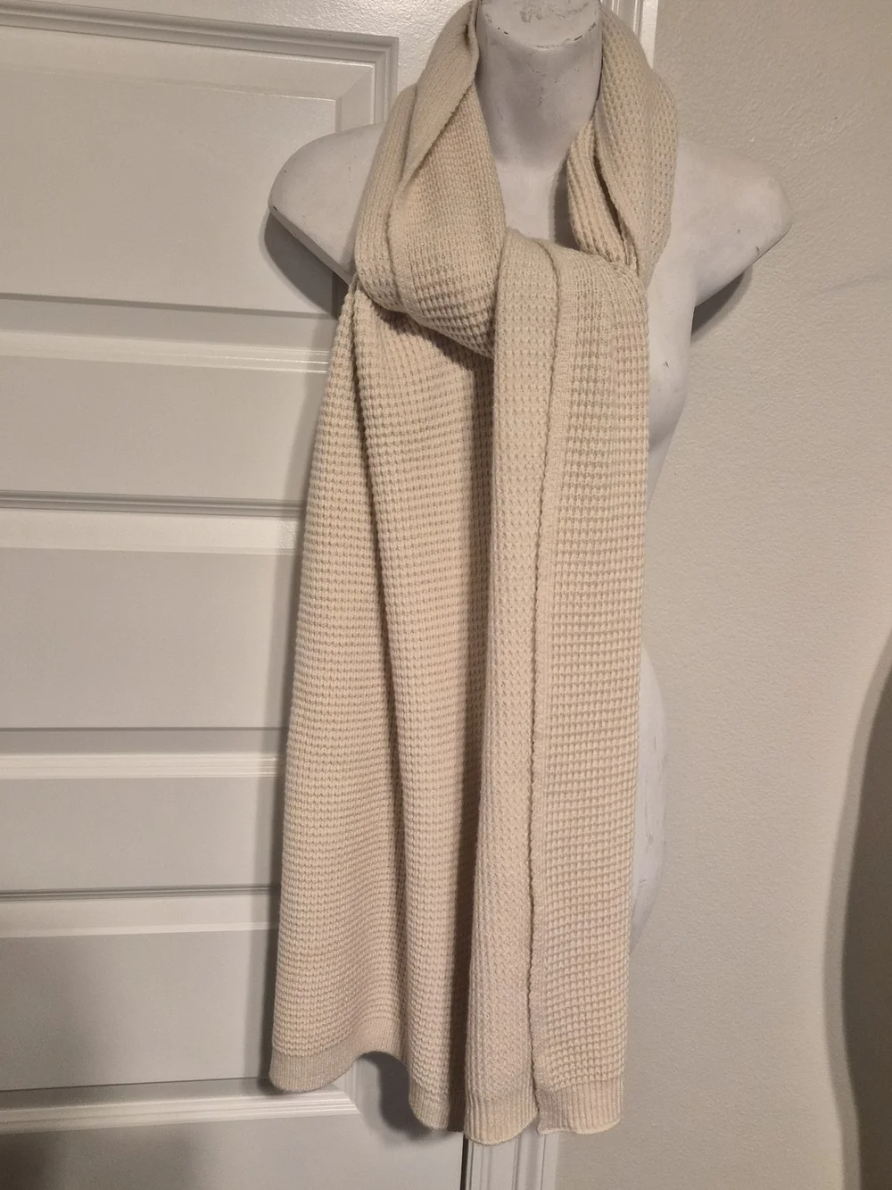 Anthropologie The Elsie Waffle-Knit Scarf NWOT Beige